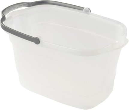 Plastic Rectangular Cleaning Bucket with Handle, Clear, 4 Gallon