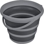 Slim Collapsible Bucket for Mopping, 2.6 Gallons (10L), Home Mop Cleaning or Car Washing, Fishing, or Camping, with  Space Saving Design, Round Dark Gray