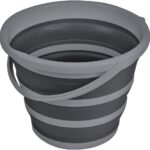 Slim Collapsible Bucket for Mopping, 2.6 Gallons (10L), Home Mop Cleaning or Car Washing, Fishing, or Camping, with  Space Saving Design, Round Dark Gray