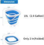 2 Pack Collapsible Buckets 10L 2.6 Gallon Cleaning Bucket Mop Bucket Folding Foldable Portable Small Plastic Water Supplies for Outdoor Garden Camping Fishing Car Wash Space Saving Square Grey Blue - Image 2