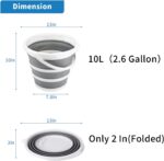 Collapsible Bucket 10L 2.6 Gallon Cleaning Bucket Mop Bucket Folding Foldable Portable Small Plastic Water Supplies for Outdoor Garden Camping Fishing Car Wash Space Saving - Image 2
