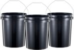 5 Gallon Bucket Heavy Duty Plastic Bucket Comfortable Handle Easy to Clean Perfect for on The Job Home Improvement or Household Cleaning; Black , 3 Count