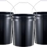 5 Gallon Bucket Heavy Duty Plastic Bucket Comfortable Handle Easy to Clean Perfect for on The Job Home Improvement or Household Cleaning; Black , 3 Count