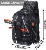 Fishing Backpack,Lightweight Fishing Sling Bag Plenty Storage Space Tackle Box Backpack with Rod Holder Fly Fishing Gifts for Men and Women,Black and white - Image 2