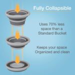 Slim Collapsible Bucket for Mopping, 2.6 Gallons (10L), Home Mop Cleaning or Car Washing, Fishing, or Camping, with  Space Saving Design, Round Dark Gray - Image 2