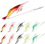 10 Saltwater Fishing Lures Shrimp Baits Set, Premium Soft Shrimp Fishing Tackle with Luminous Sharp Hooks, for Freshwater and Saltwater -