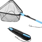 Triangle Fishing Net, Foldable, Lightweight & Strong Landing Net with Non-Slip Elastomer Handle, Built-in Elastic Lanyard and Belt Clip, Two Nets Options
