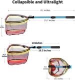 Floating Fishing Net Collapsible Fishing Nets for Fish Fishing Landing Net with Telescopic Pole Rubber Coated Landing Net for Freshwater Saltwater Foldable Release Salmon Catfish Bass Trout - Image 2