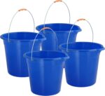 Plastic Bucket 2 Gallon Bucket for Cleaning - Car Wash Bucket with Grip Handle - Royal Blue Bucket Small Durable Pail for Fishing, Mopping, Cleaning - 10 Liter Camping Buckets, 4 Pack