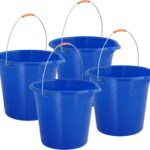 Plastic Bucket 2 Gallon Bucket for Cleaning - Car Wash Bucket with Grip Handle - Royal Blue Bucket Small Durable Pail for Fishing, Mopping, Cleaning - 10 Liter Camping Buckets, 4 Pack