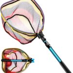 Floating Fishing Net Collapsible Fishing Nets for Fish Fishing Landing Net with Telescopic Pole Rubber Coated Landing Net for Freshwater Saltwater Foldable Release Salmon Catfish Bass Trout