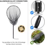 High Strength Large Landing Net - Telescoping Fishing Net with 2 Section Long Handle and Soft Rubber Net, Kayak/Fly Fishing Net - Overall Length: 60″, Hoop Size 23″ x 18″, Depth 19.5″ - Image 2