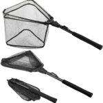 Fishing Net Fish Landing Net, Foldable Collapsible Telescopic Pole Handle, Durable Nylon Material Mesh, Safe Fish Catching or Releasing