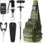 7 Pcs Fishing Backpack with Tackle Tool Kit Pliers Kit Gear Equipment Tackle Include Hook Remover Backpack Scale Gripper Weigh Separator