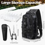 85 Pcs Fishing Backpack with Tackle Boxes, Tackle Sling Bag with Rod Holder, Fishing Lures Kit and Pliers Set for Men Women - Image 2