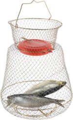 Floatable Galvanized Steel Wire Fish Baskets, Collapsible Floatable Wire Fish Baskets,Portable Fishing Basket Fishing Net Cage (1)