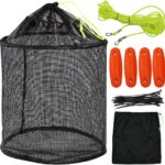 Large Portable Floating Fishing Basket for Caught Bait Shrimp Minnow Crab Live Well Coated Nylon Net Mesh Collapsible Storage Cage Rubber Kayak Fish Net Bucket