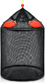 Extra Large Foldable Floating Fishing Basket for Live Caught Fish, Floatable Fishing Net Basket, Heavy Duty Coated Portable Fish Basket