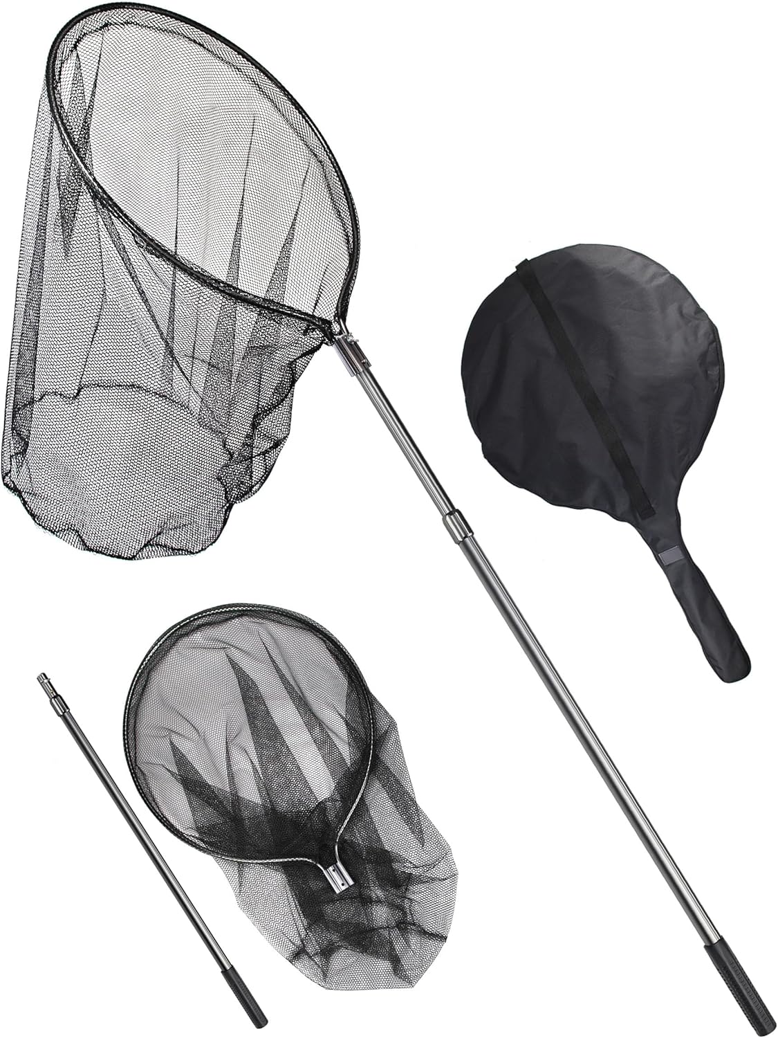 911azYs9VWL._AC_SL1500_.jpg Saltwater Fishing Net Large Fishing Net with Telescoping Handle Cat Catcher Net Trap Chicken Net Rubber Landing Net Big Kayak Fish Net Extends to 108.6in, Net Depth 35.4in - Image 1