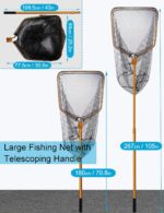 Large Saltwater Fishing Net Rubber Fishing Nets with Telescoping Handle Big Fish Landing Nets Kayak Fishing Net with Carrying Bag Catch & Release Net Extends to 70.8-105in, Net Depth 37in - Image 2
