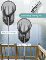 Saltwater Fishing Net Large Fishing Net with Telescoping Handle Cat Catcher Net Trap Chicken Net Rubber Landing Net Big Kayak Fish Net Extends to 108.6in, Net Depth 35.4in - Image 2