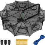 Fishing Bait Trap Crab Net Fishing Trap for Minnow/Crab/Shrimp/Crawdad with Rope, 6/8/10 Holes Large Space Fishing Net