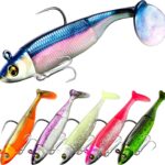Fishing Lures, Pre-Rigged Jig Head Bass Lures with Paddle Tail, Fishing Bait for Freshwater Saltwater, Soft Plastic Fishing Lures Baits for Trout Crappie Fishing Gear, Fishing Gifts for Men