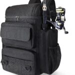 Fishing Tackle Backpack With Rod Holders, 45L Large Tackle Bag & Fishing Tackle Backpack for Fishing, Camping, Hiking,Black