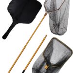 Large Saltwater Fishing Net Rubber Fishing Nets with Telescoping Handle Big Fish Landing Nets Kayak Fishing Net with Carrying Bag Catch & Release Net Extends to 70.8-105in, Net Depth 37in